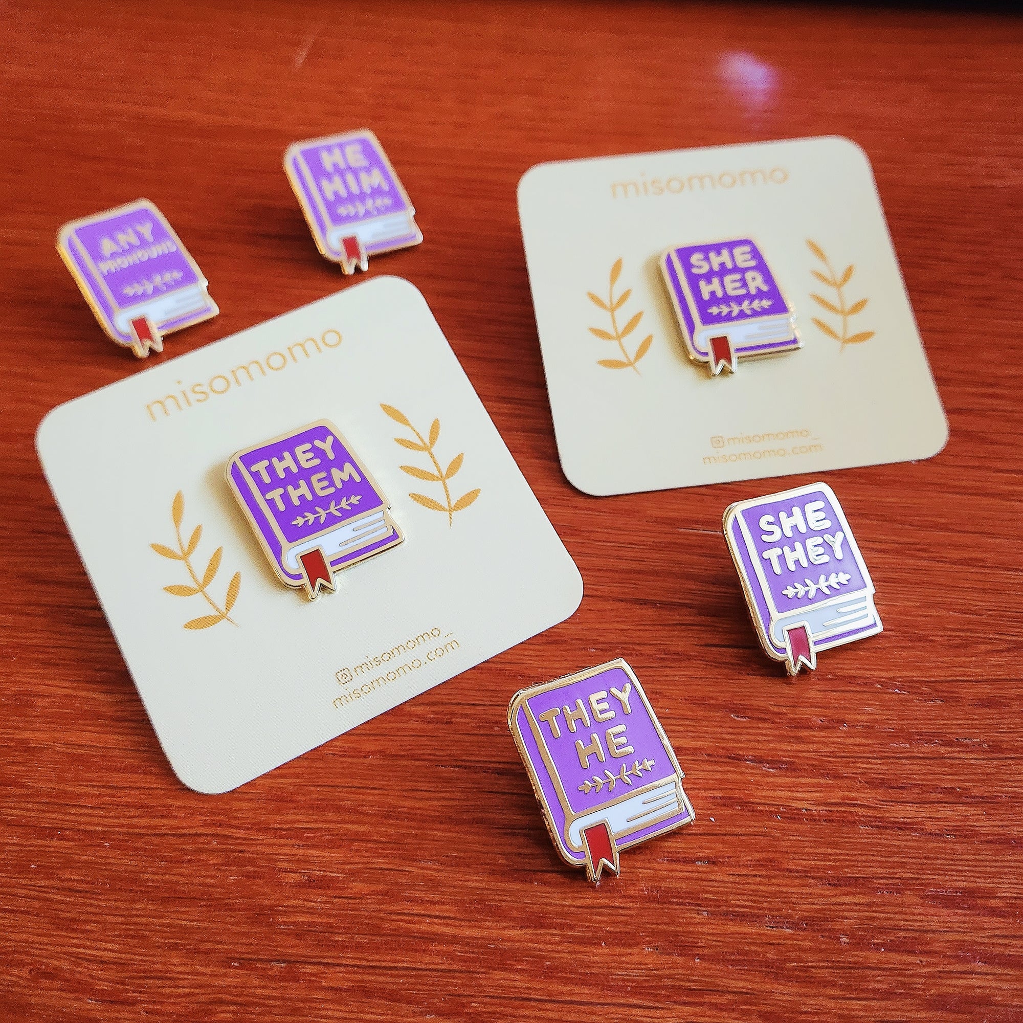 Pronoun Book Pin - she/they
