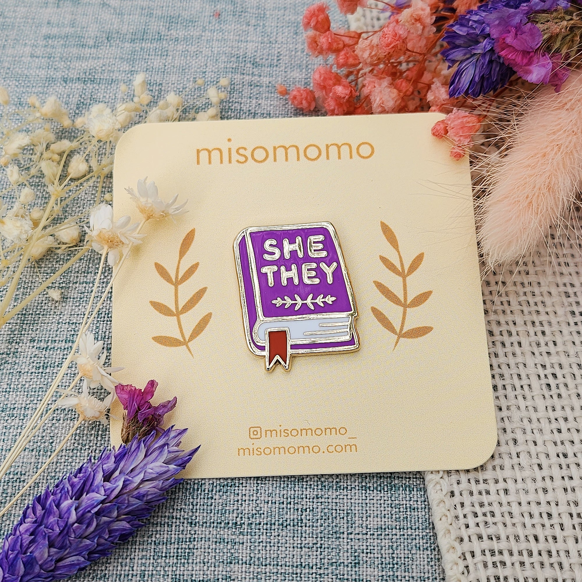 Pronoun Book Pin - she/they