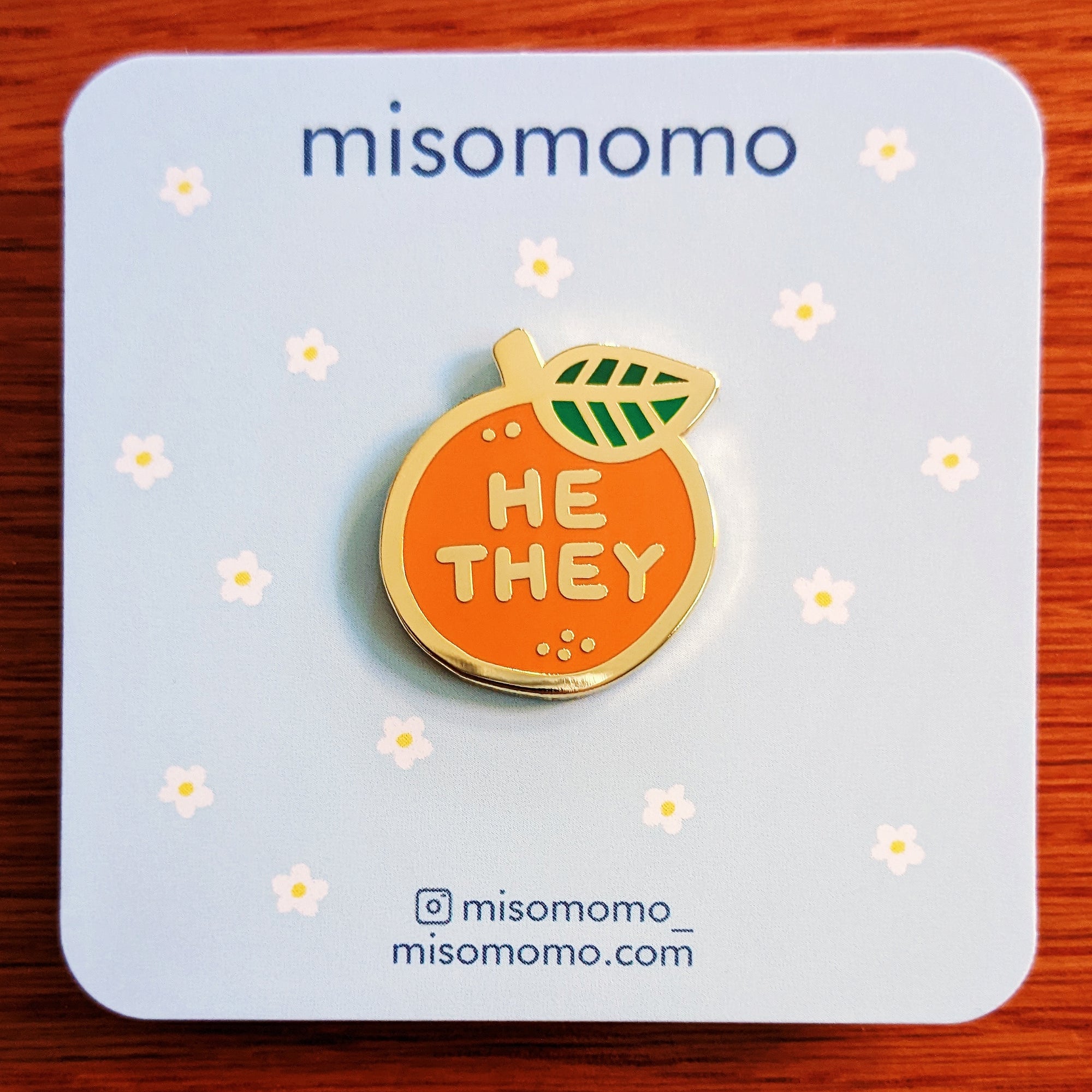 Pronoun Orange Pin - he/they