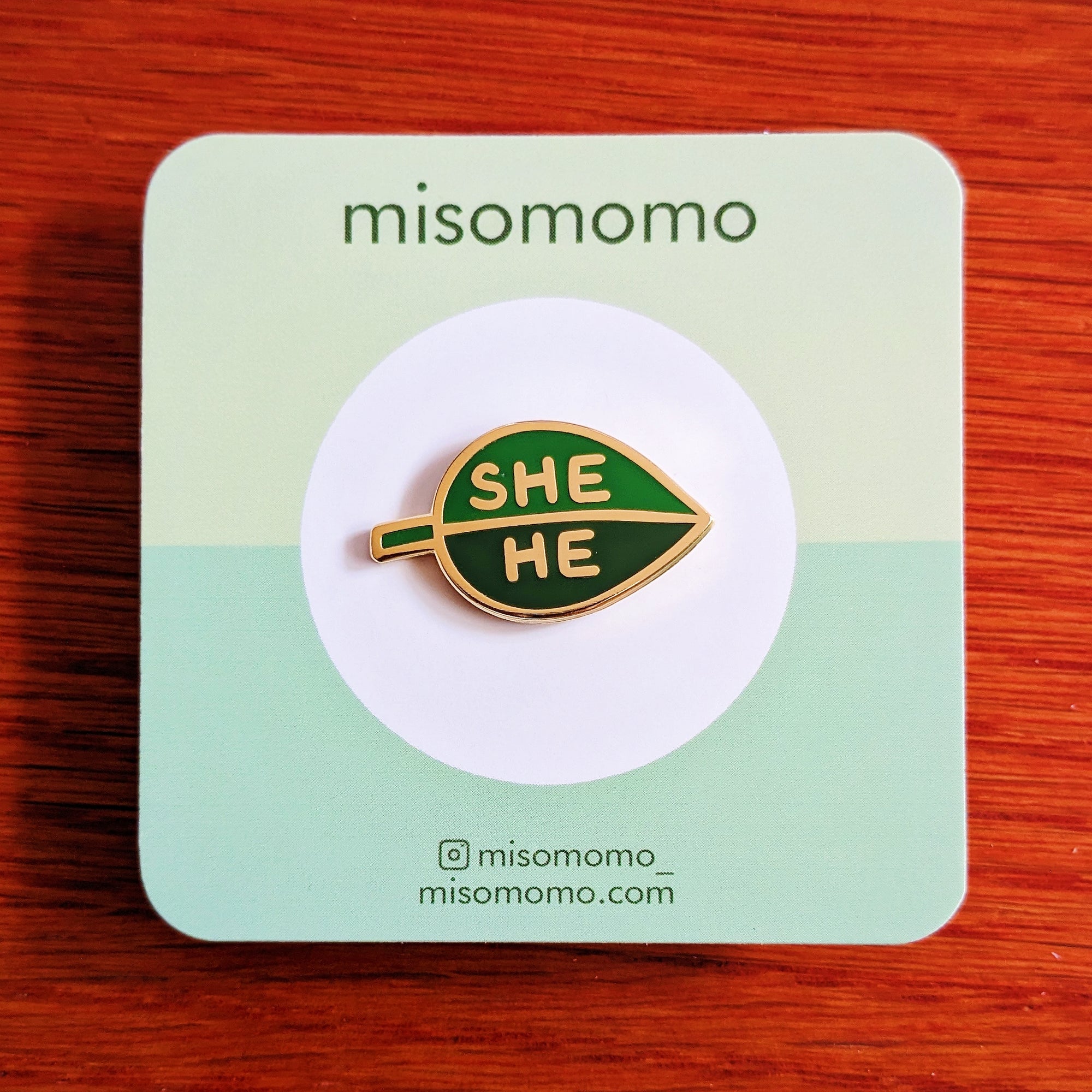 Pronoun Leaf Pin - she/he