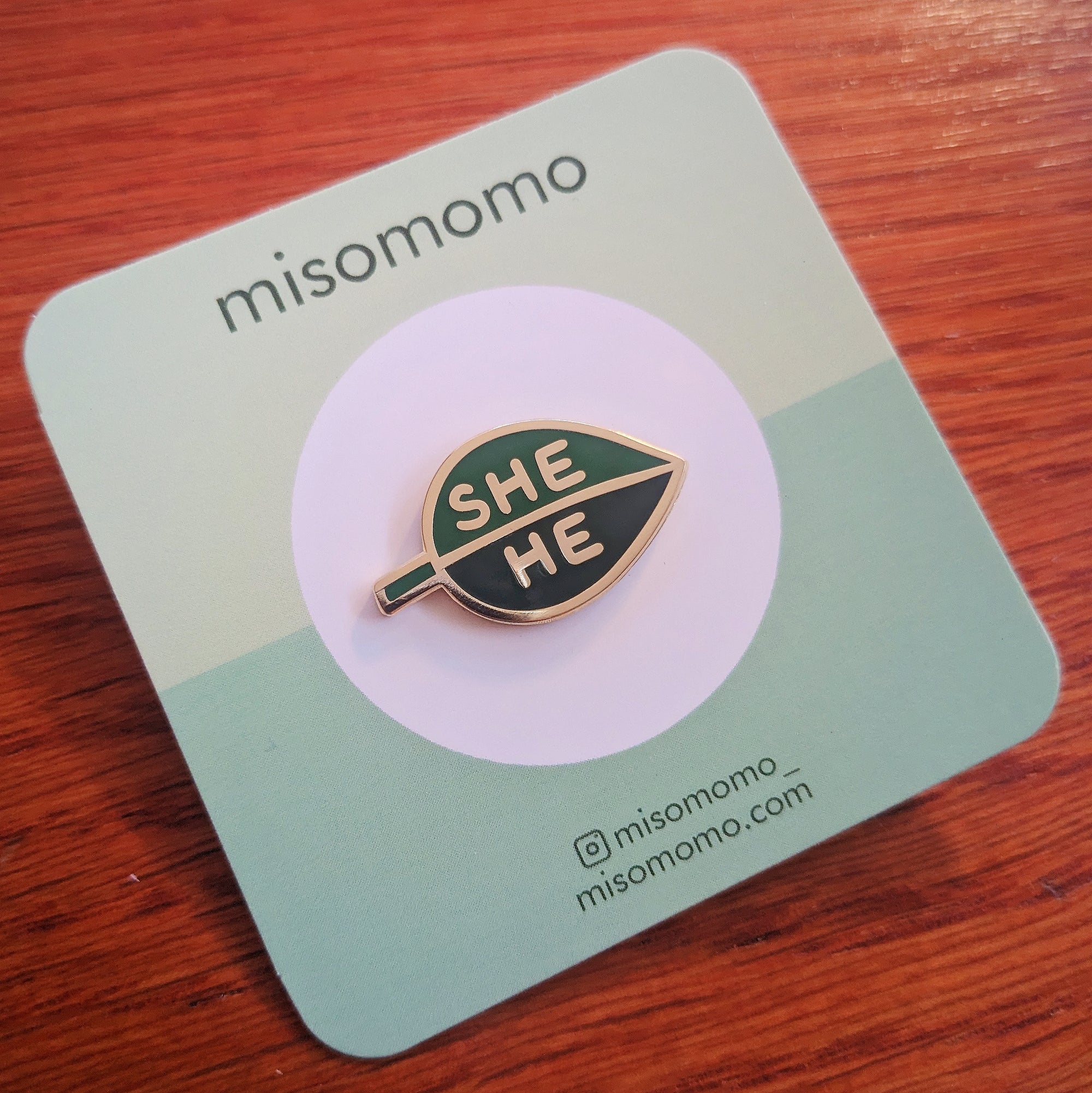 Pronoun Leaf Pin - she/he