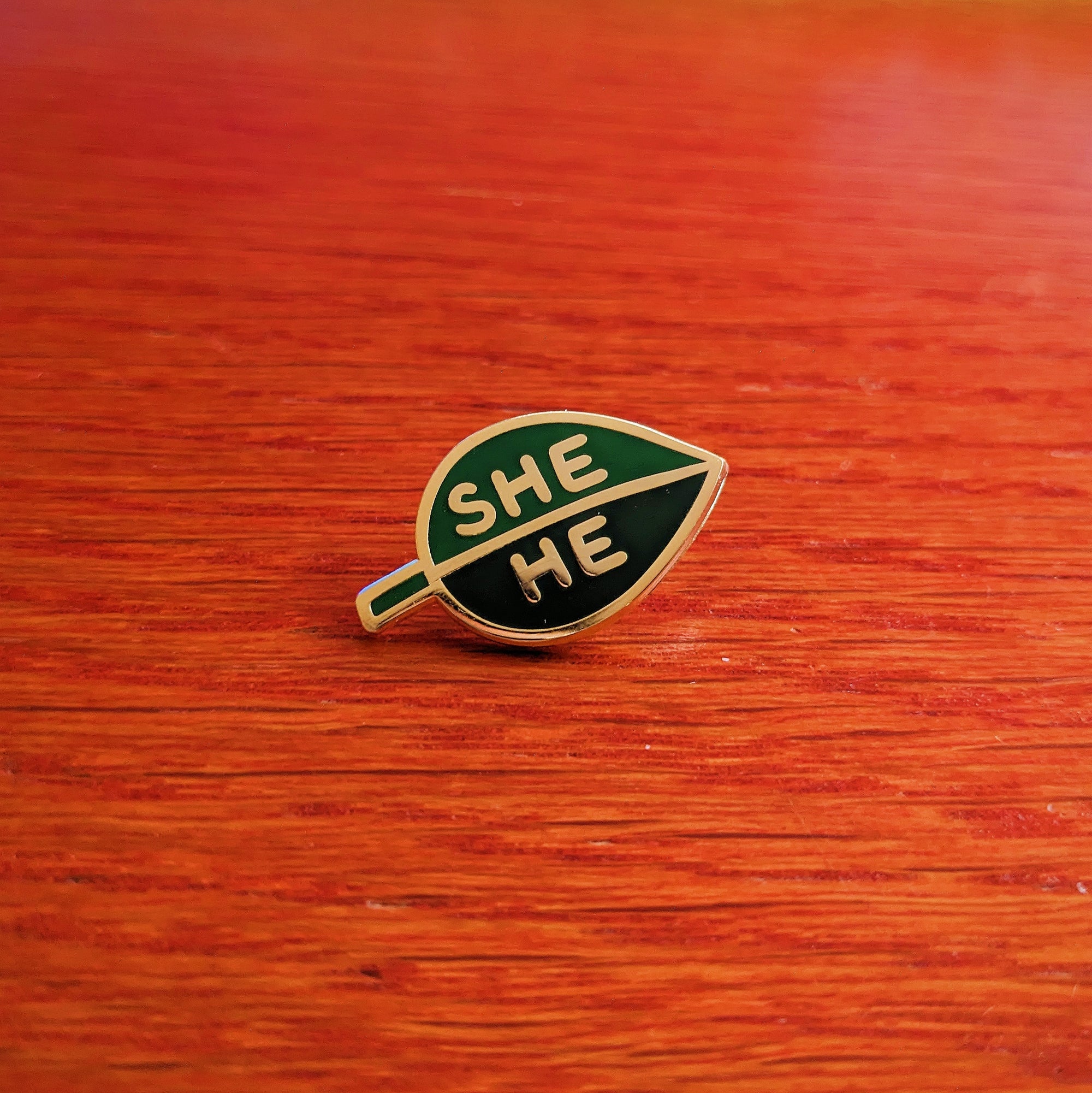Pronoun Leaf Pin - she/he