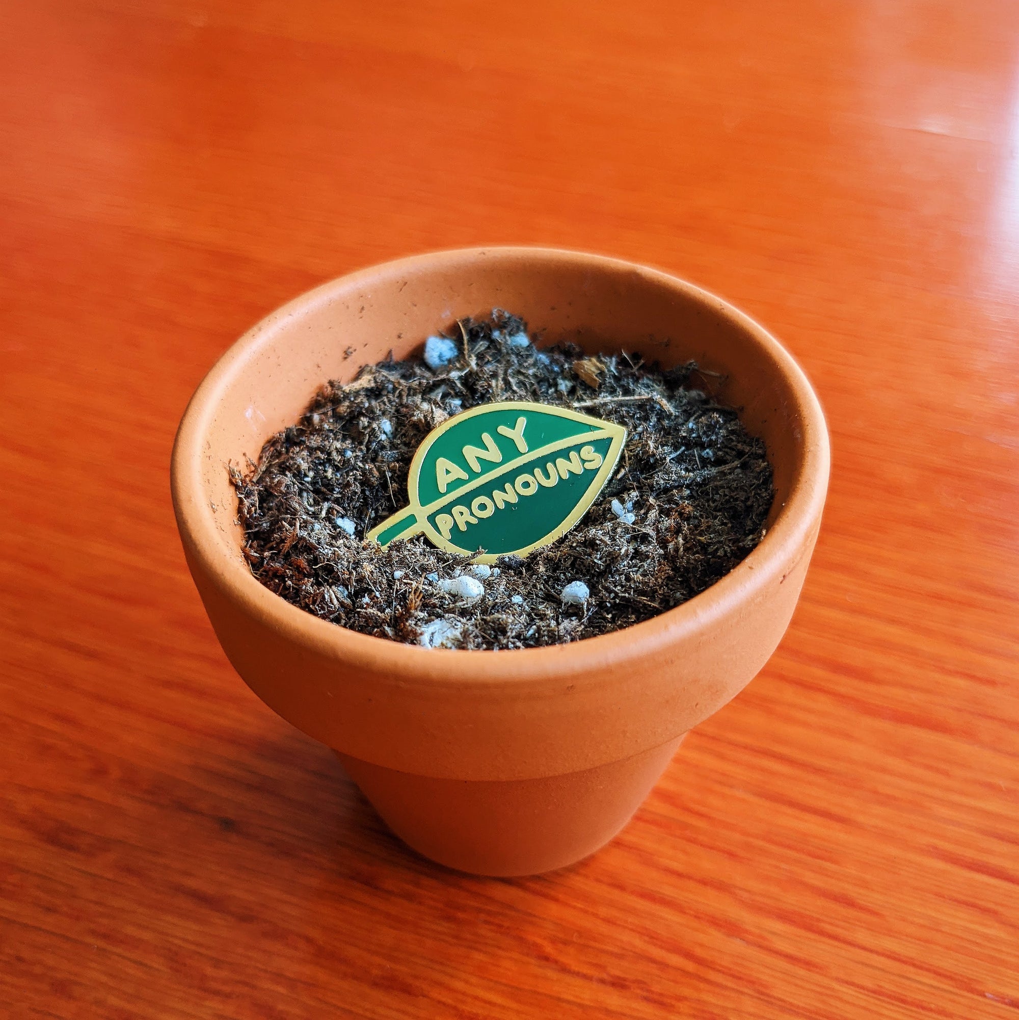 Pronoun Leaf Pin - any pronouns