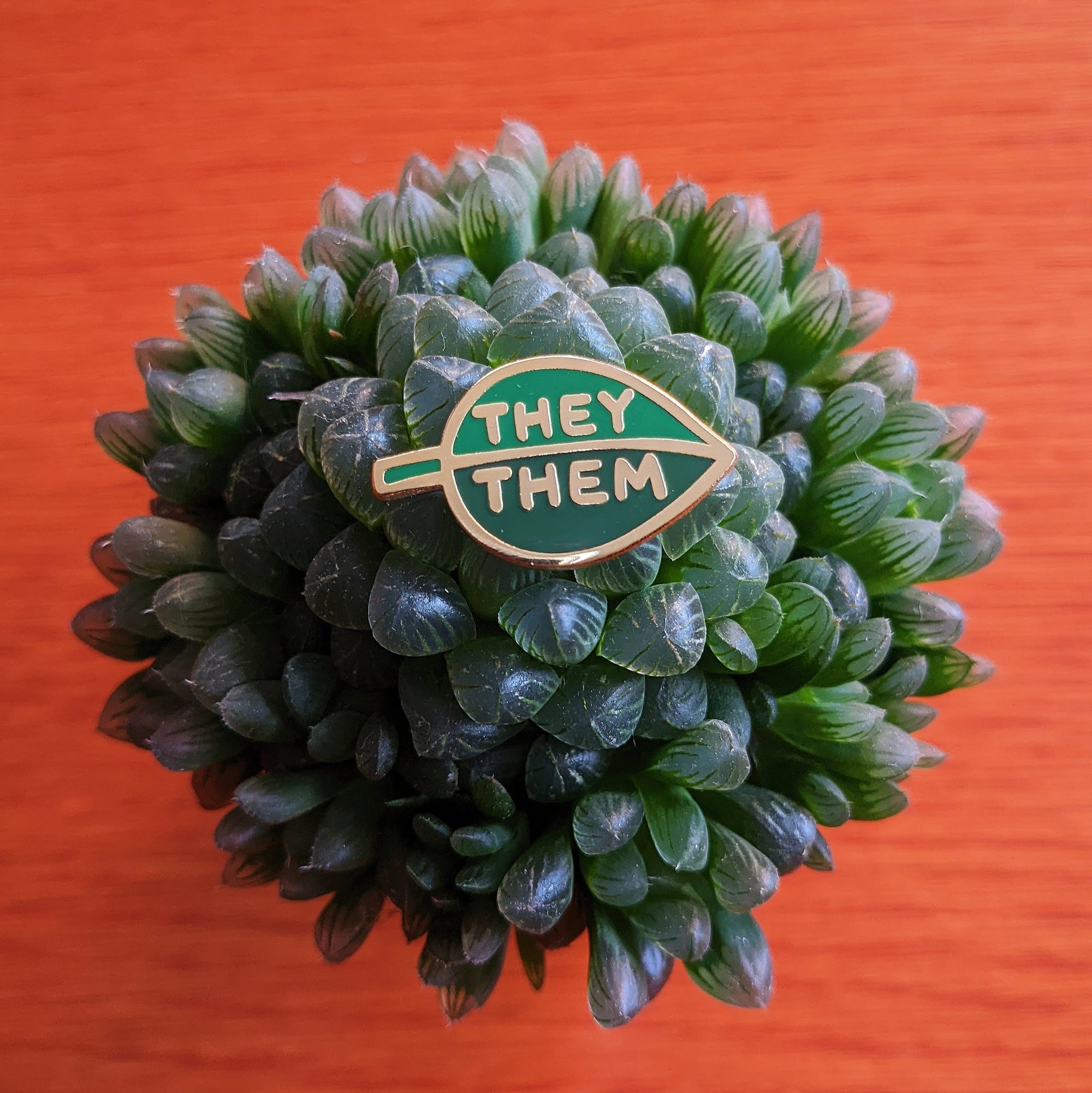 Pronoun Leaf Pin - they/them