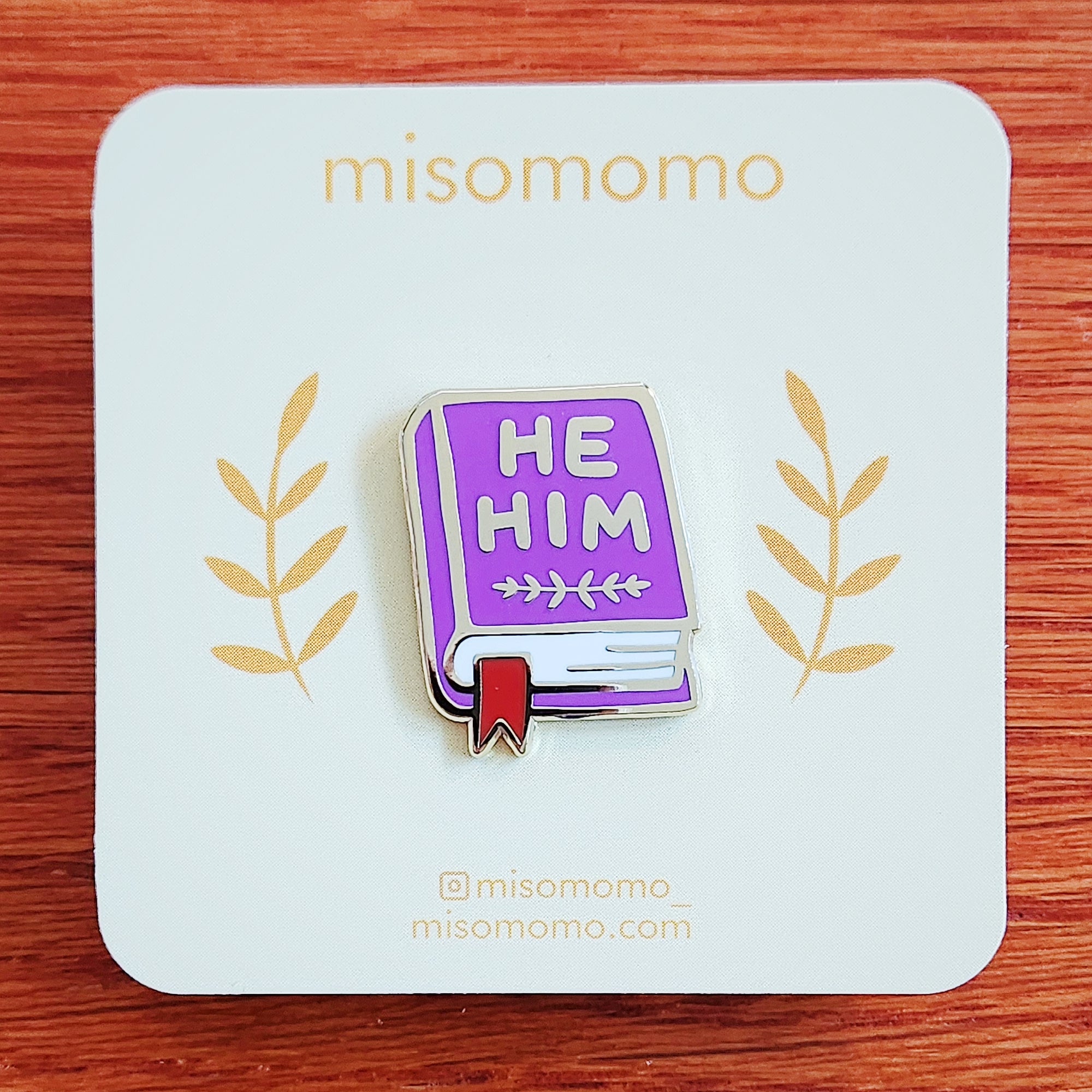 Pronoun Book Pin - he/him