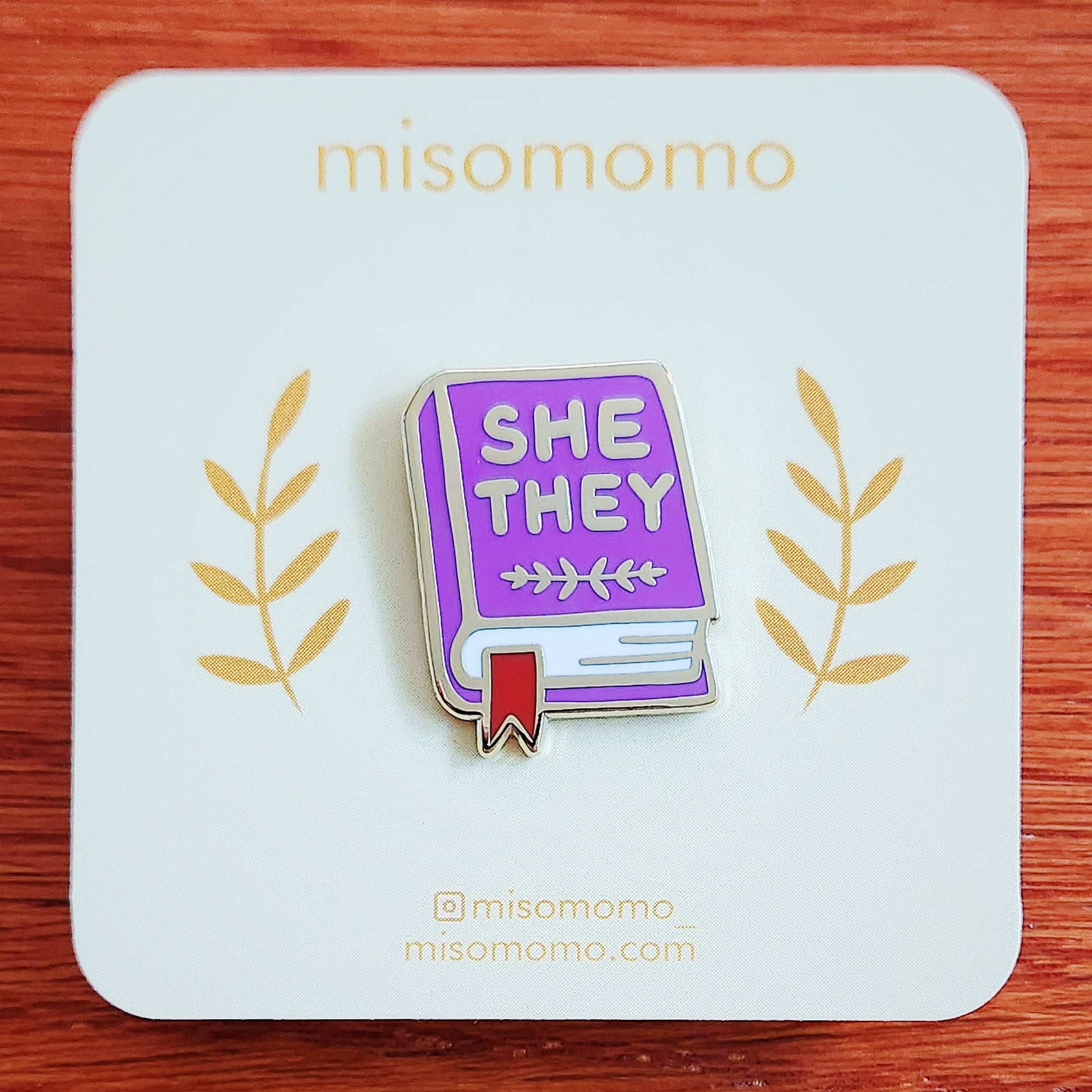 Pronoun Book Pin - she/they