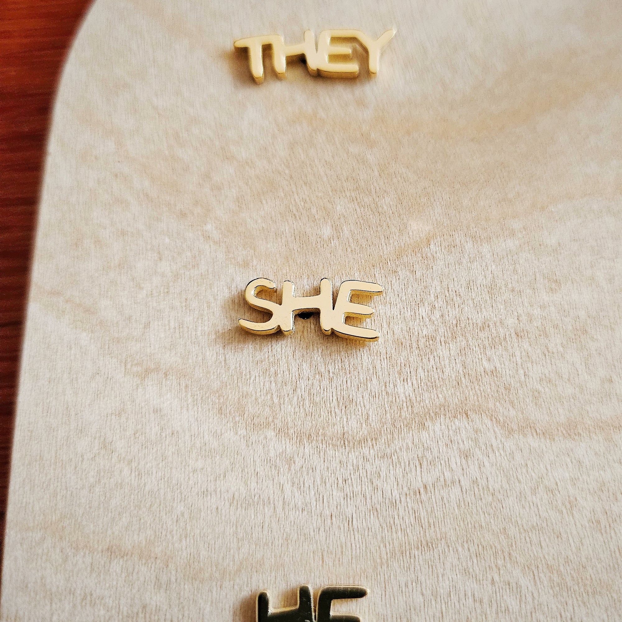 Gold Pronoun Stud Earrings - she/he or he/she