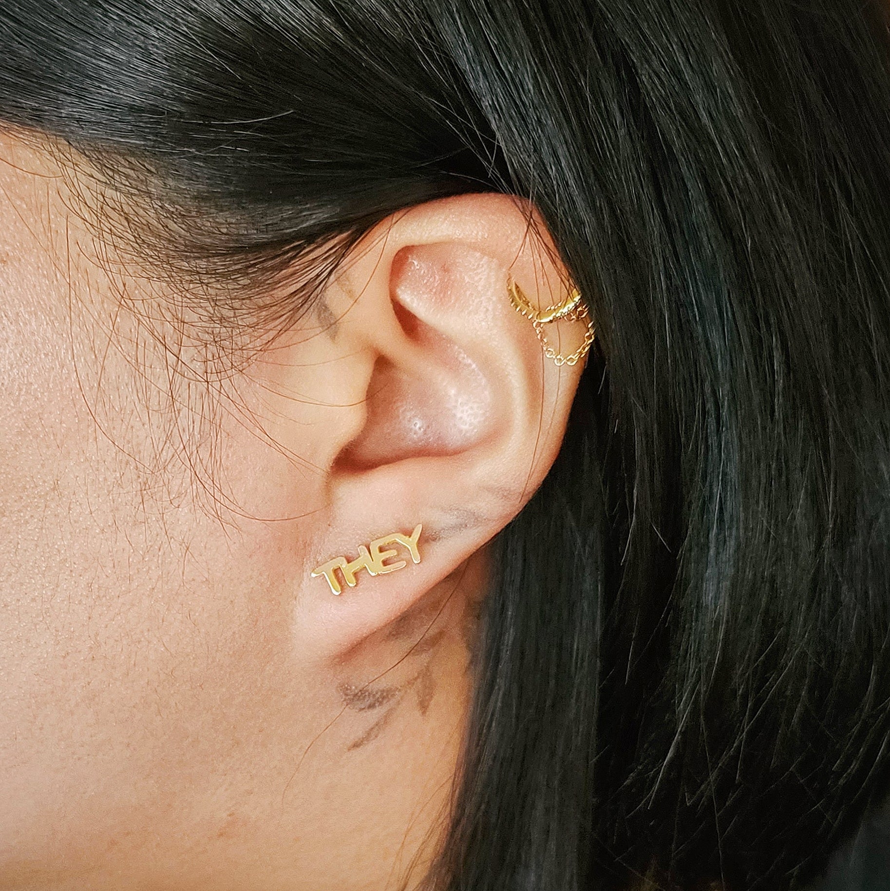 Gold Pronoun Stud Earrings - they/them