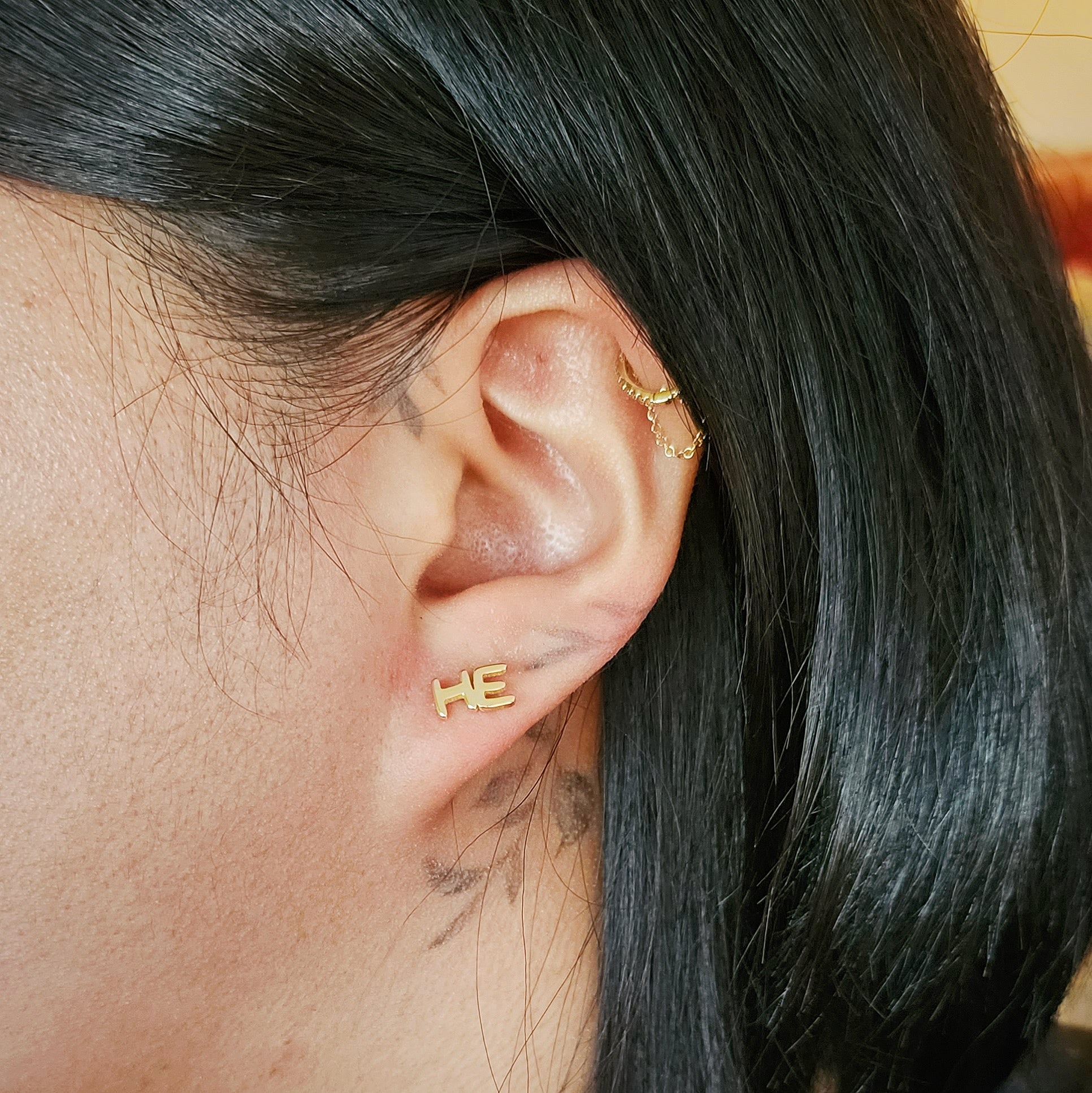 Gold Pronoun Stud Earrings - he/him