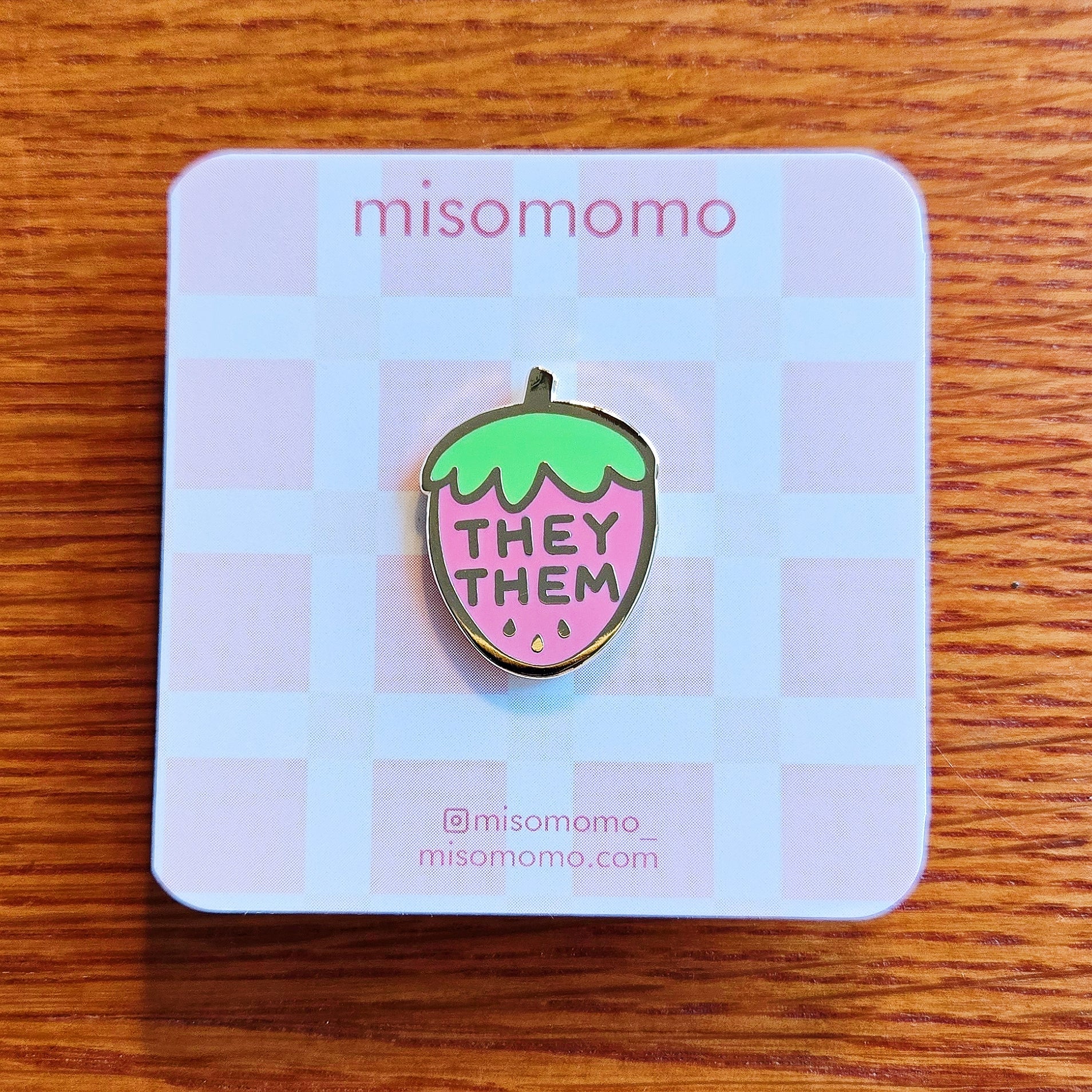 Pronoun Strawberry Pin - they/them