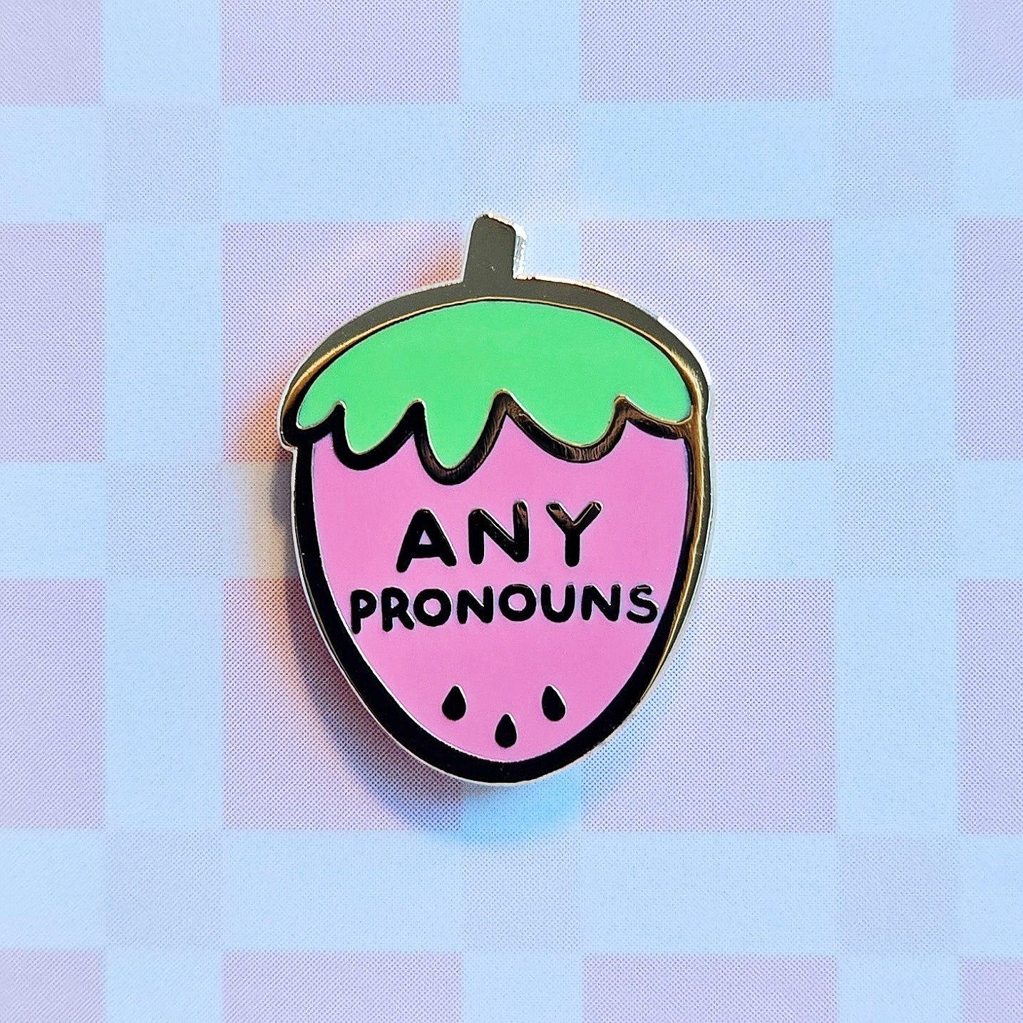 Pronoun Strawberry Pin - any pronouns