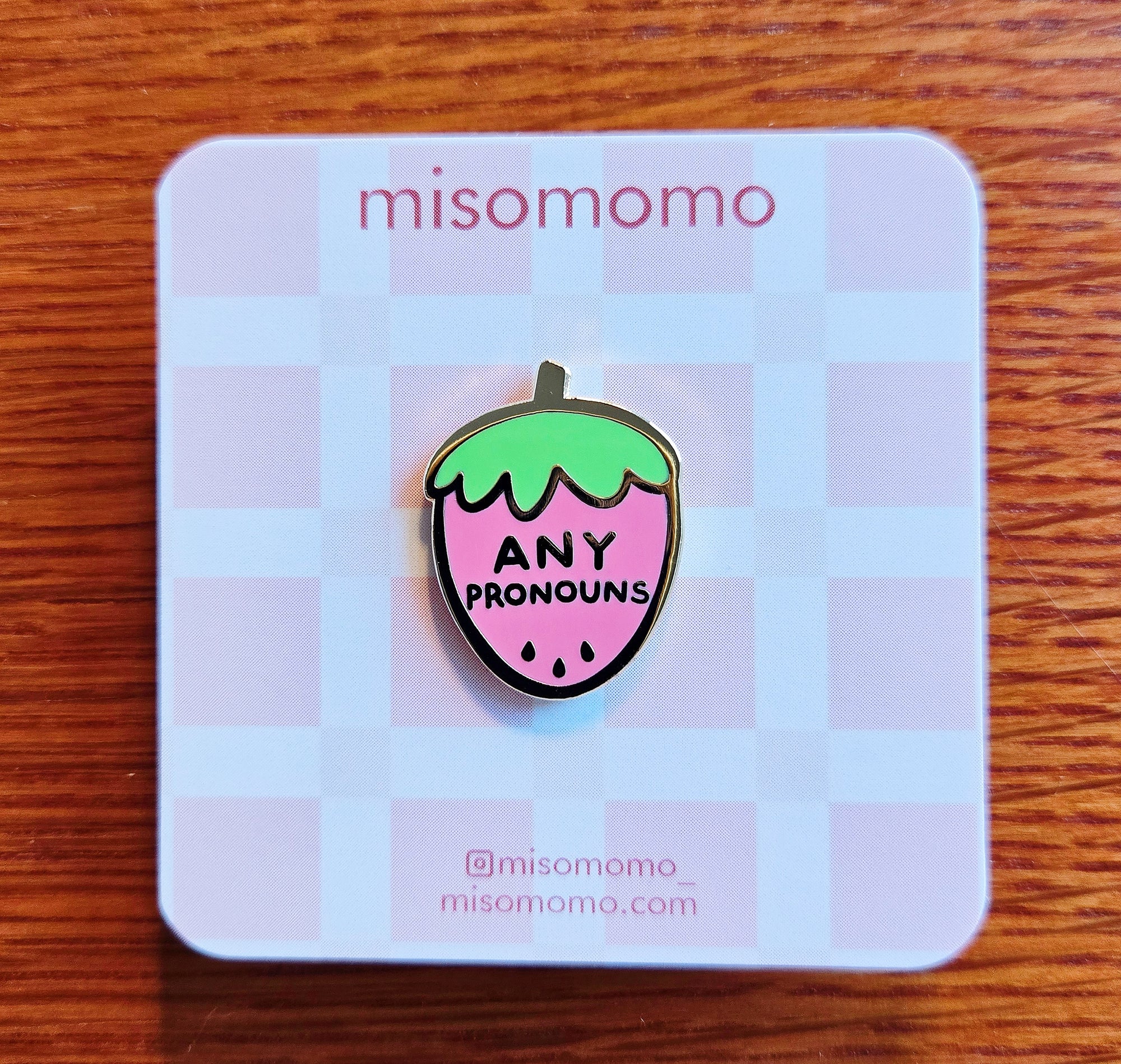 Pronoun Strawberry Pin - any pronouns