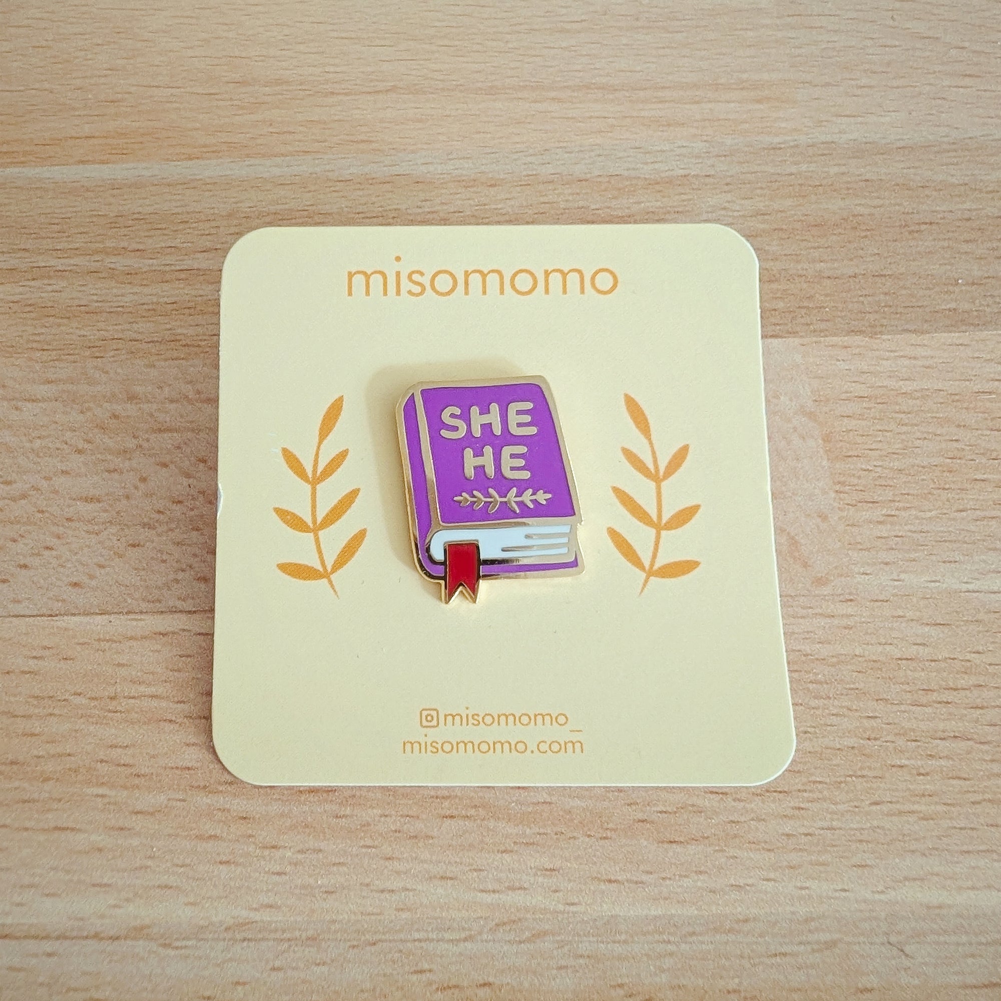 Pronoun Book Pin - she/he
