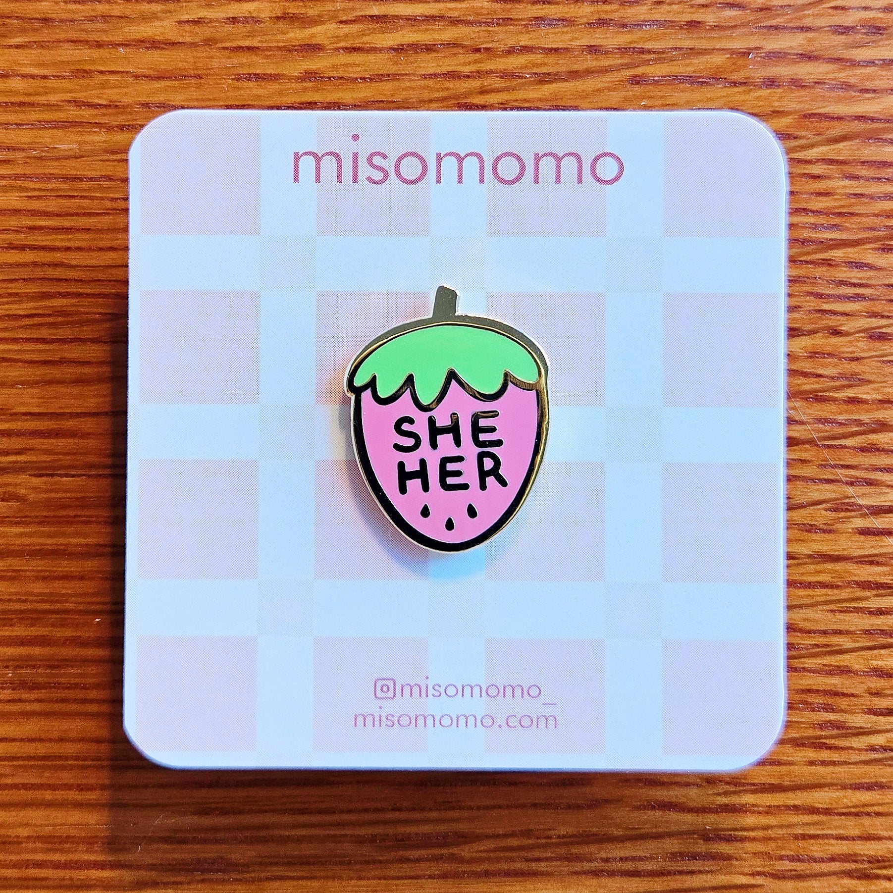 Pronoun Strawberry Pin - she/her