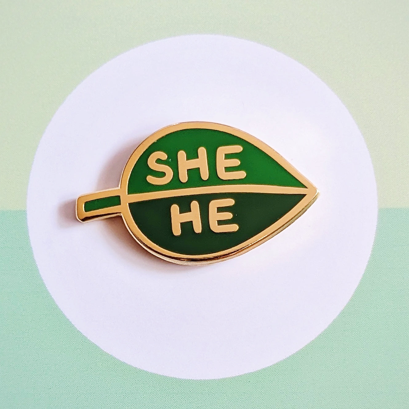 Pronoun Leaf Pin - she/he