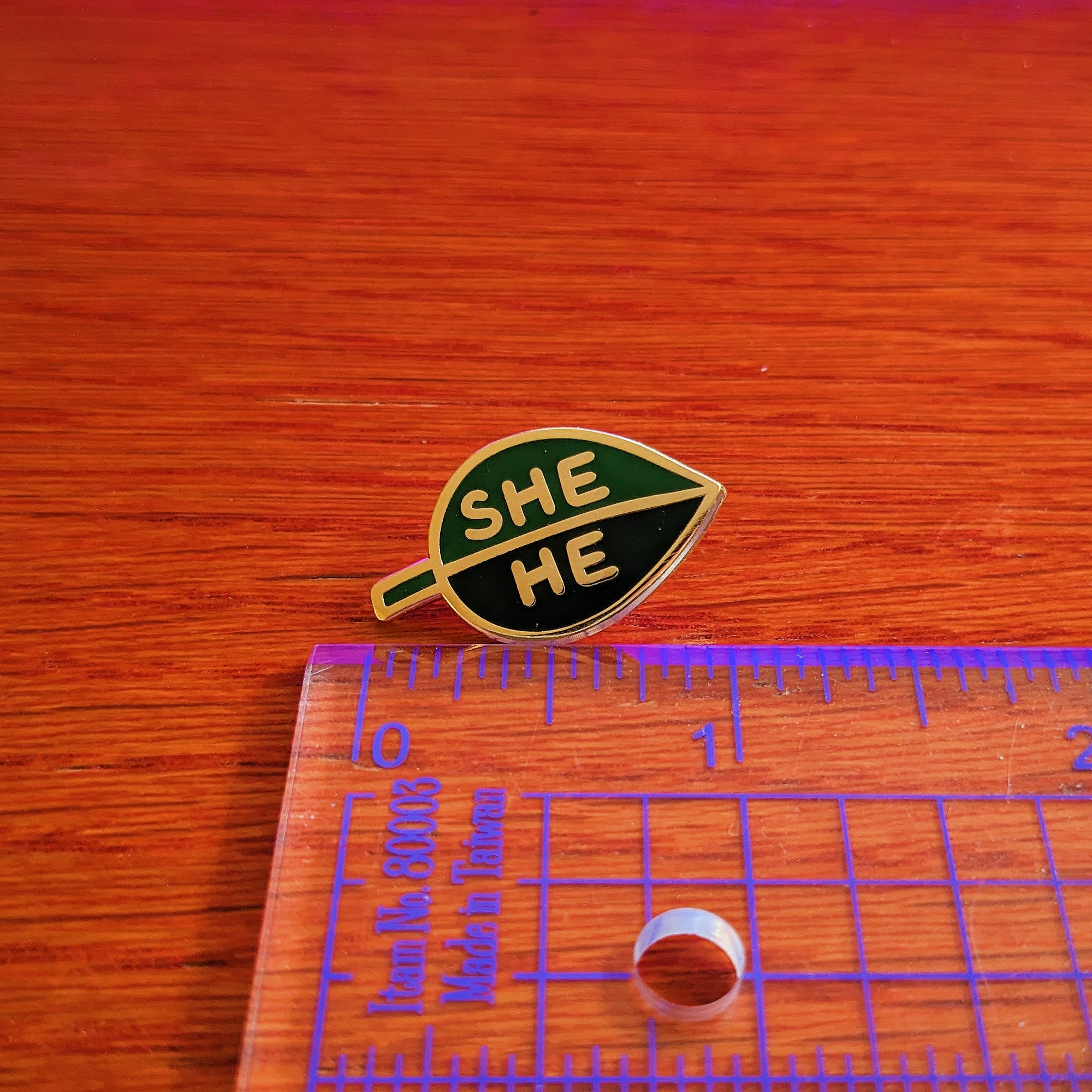 Pronoun Leaf Pin - she/he